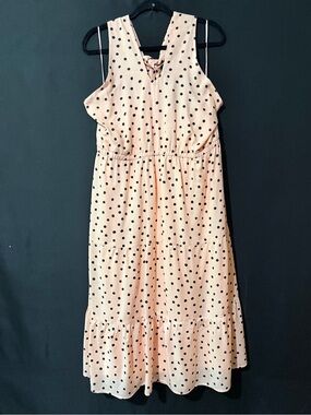 Maurices Peach Polka Dot Tiered Dress with Smocked Waist